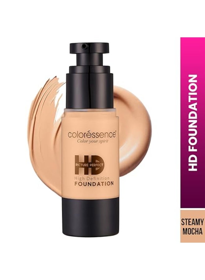 Coloressence HD Liquid Foundation for Face Makeup Women with 2  Applicator Sponges, Steamy Mocha |  | 24hrs Matte Finish | Full Coverage | Waterproof | Sweatproof | Non-Greasy - Image 2